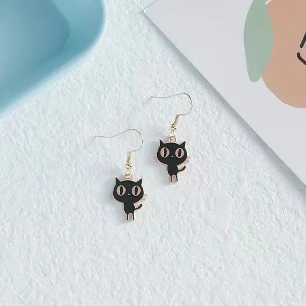 Black Cat Dangle Earrings